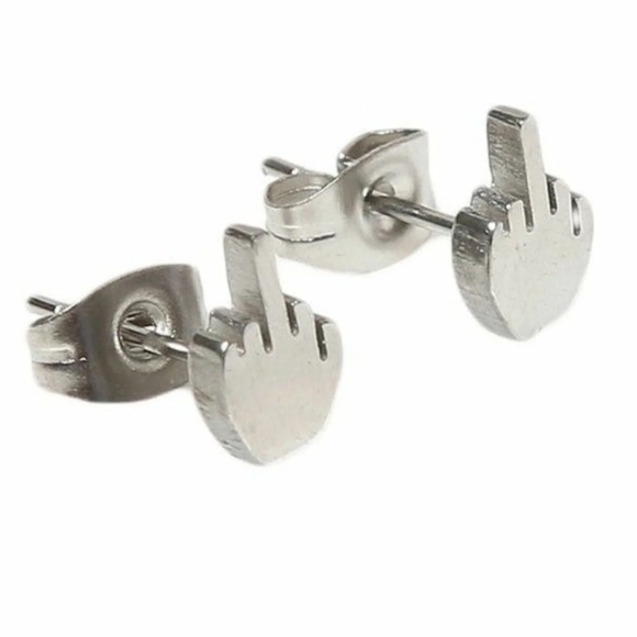 Jewelry - Middle Finger Stud Earrings silver